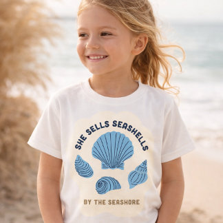 Girls Retro Coastal Tee She Sells Seashells