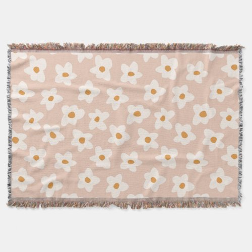 Girls Retro Daisy Flower Pink Bedroom Decor Throw Blanket