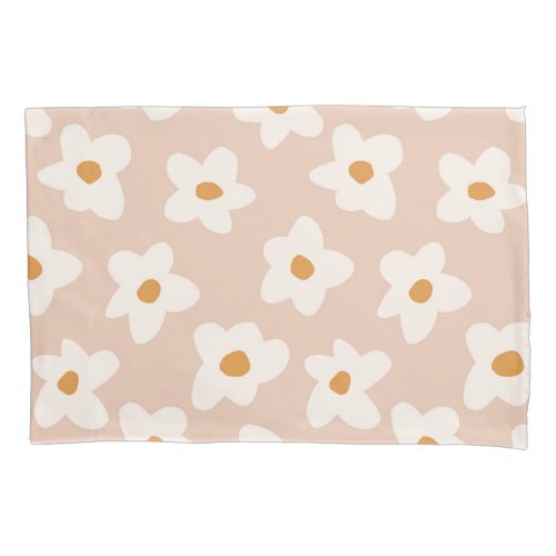 Girls Retro Daisy Flower Pink Pillow Case