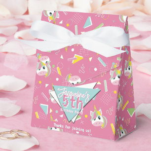 Girls Retro Pink Unicorn Birthday Favor Boxes