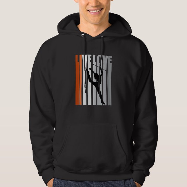 Girls Rhythmic Gymnastics Motivational Orange Dist Hoodie (Front)