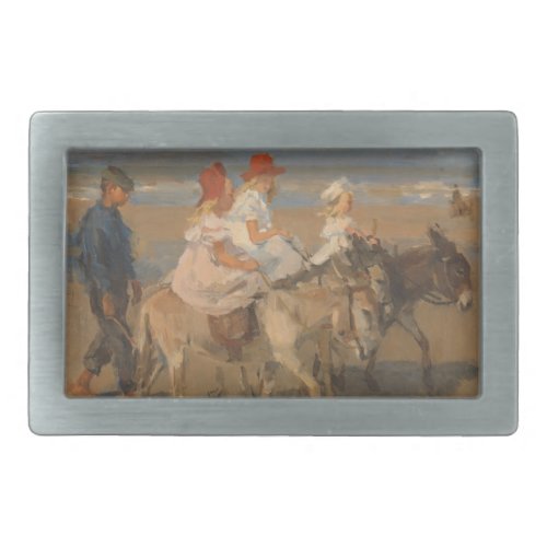 Girls Riding Donkeys on the Beach Belt Buckle