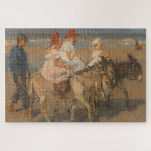 Girls Riding Donkeys on the Beach Jigsaw Puzzle