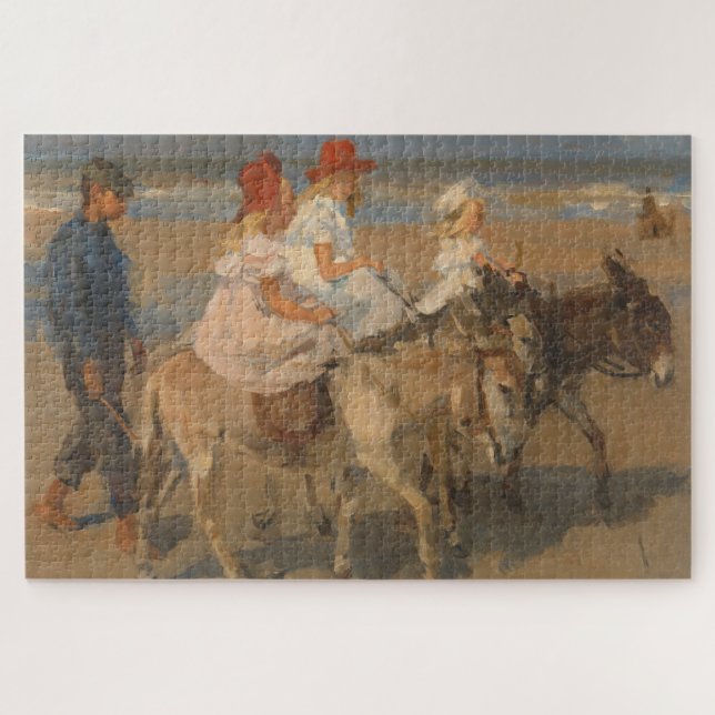 Girls Riding Donkeys on the Beach Jigsaw Puzzle (Horizontal)