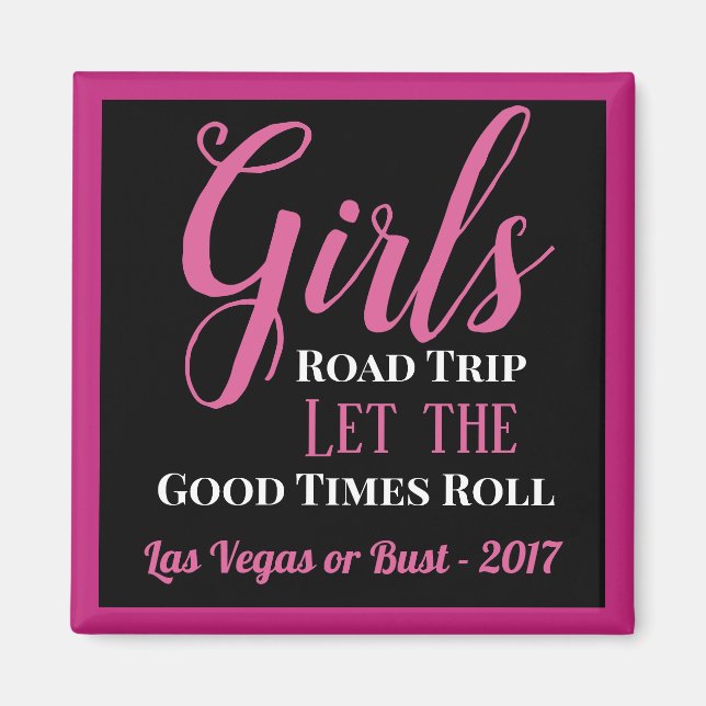 Girl's Road Trip Personalized Magnet (Front)