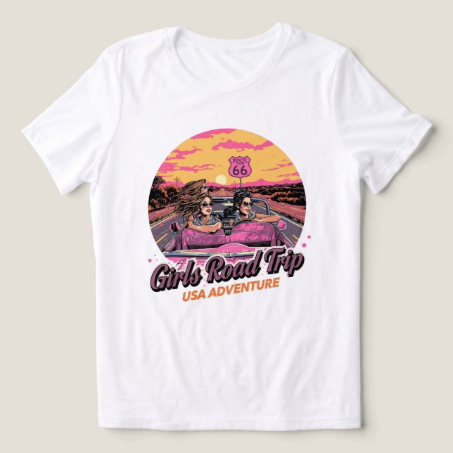 Girls Road Trip – USA Adventure Vintage T-Shirt Tri-Blend Shirt (Design Front)