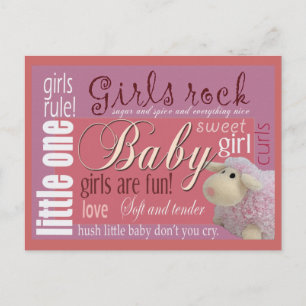 Girls rock baby shower postcard