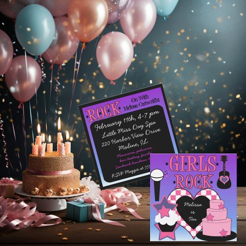 Girls Rock Birthday Invitation