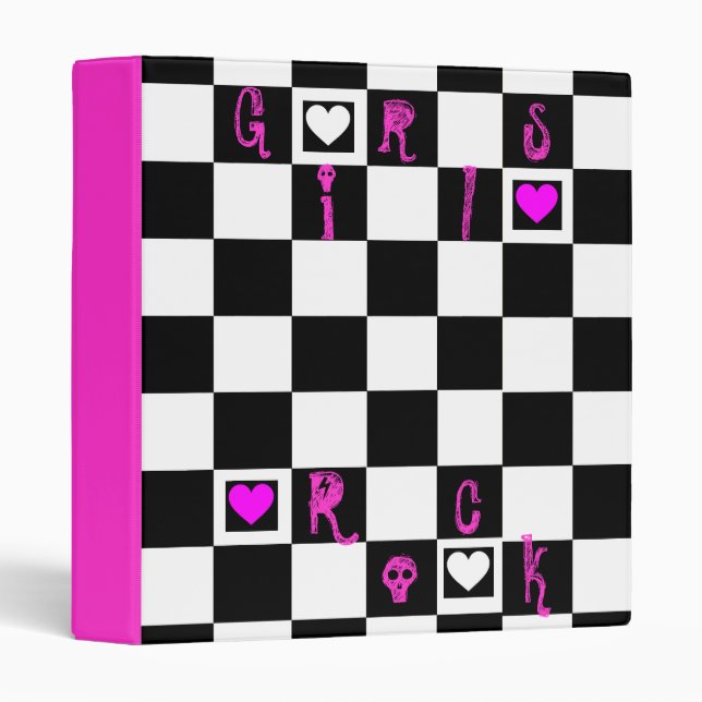 Girls Rock Checkerboard Binder (Front/Spine)