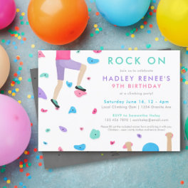 Girls Rock Climbing Birthday Party Invitation
