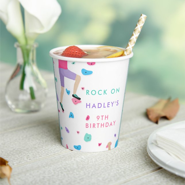 Girls Rock Climbing Birthday Party  Paper Cups (Insitu)