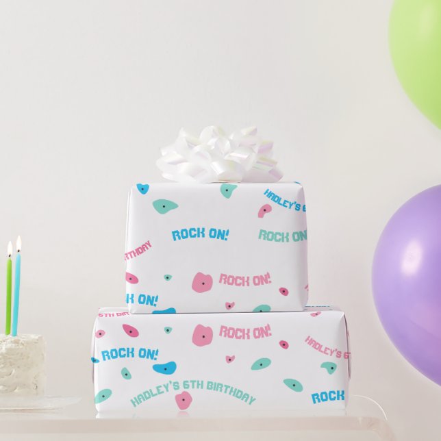 Girls Rock on Climbing Wall Wrapping Paper (Party Gifts)