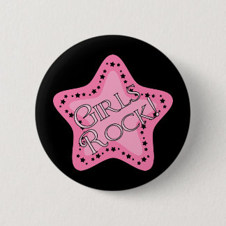 Girls Rock Pink Star Button