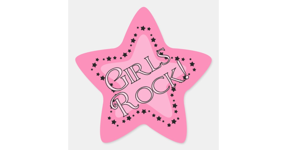 Girls Rock Pink Star Star Sticker | Zazzle