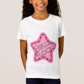 Girls Rock Pink Star T-shirt by GiggleStix at Zazzle