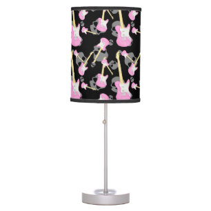 Girls rock roll skulls guitars pattern lamp