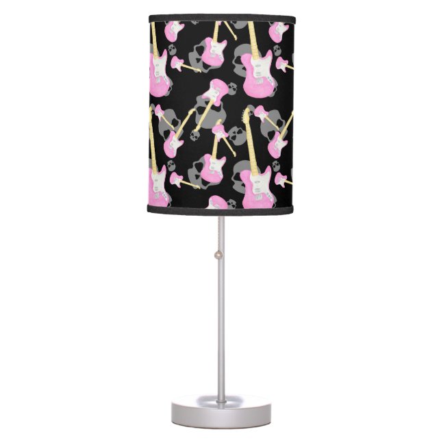 Girls rock roll skulls guitars pattern lamp (Front)