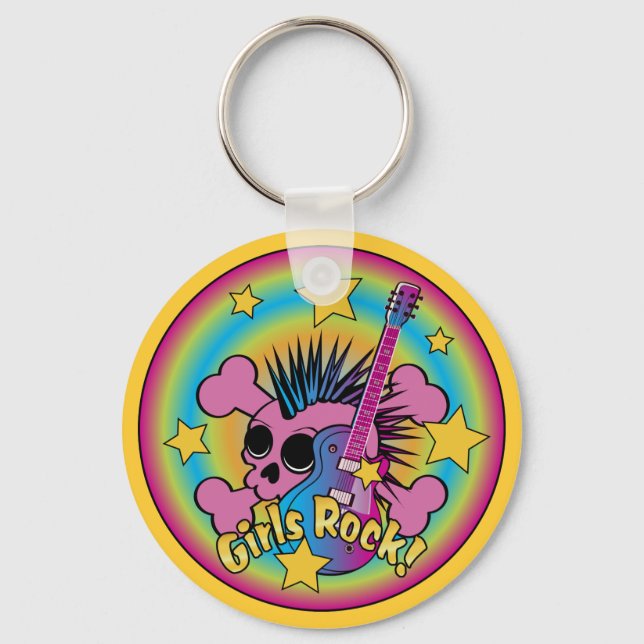 Girls Rock Skull & Crossbones Keychain (Front)