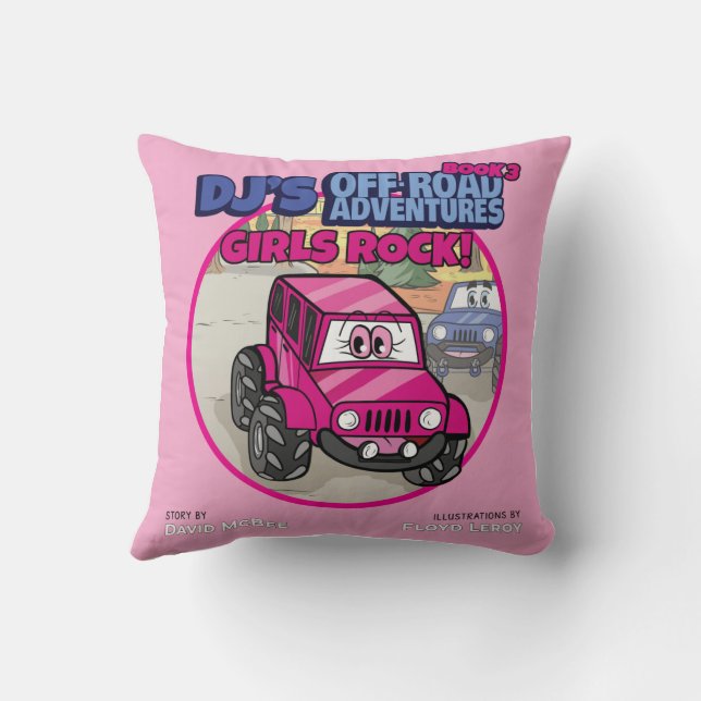 GIRLS ROCK Throw Pillow (Back)