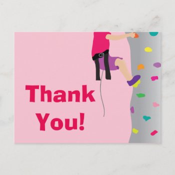 Girl's Rock Wall Climbing Birthday Party Thank You Postcard by adams_apple at Zazzle