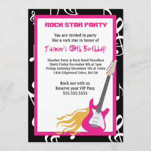 GIRLS ROCKER GUITAR HERO Birthday Party Invitation