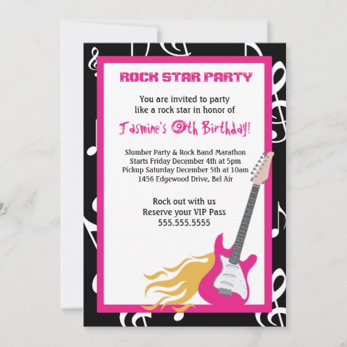 GIRLS ROCKER GUITAR HERO Birthday Party Invitation