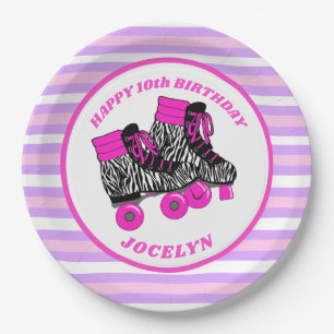 Girl's Roller Skate Birthday Party Paper Plates