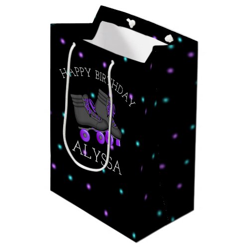 Girls Roller Skate Birthday Party Personalized Medium Gift Bag