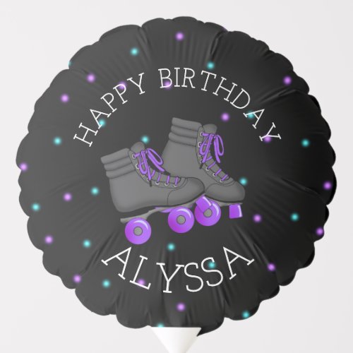 Girls Roller Skate Personalized Birthday Balloon