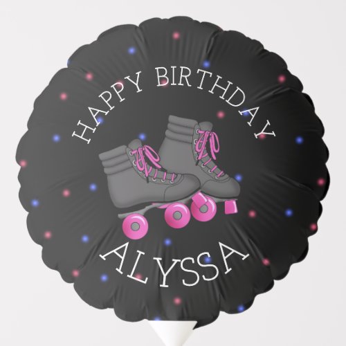 Girls Roller Skate Personalized Birthday Balloon