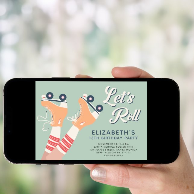 Girls Roller Skating Birthday Party Invitation (Front Digital)