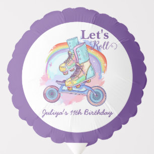Girls Roller Skating purple Birthday Balloon