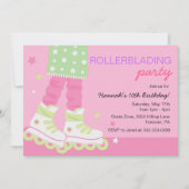 Girls Rollerblading Birthday Party Invitations | Zazzle