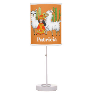 Girls room decor llama add name lamp