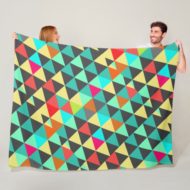 Girls Room Modern Abstract Triangle Pattern Fleece Blanket (In Situ)