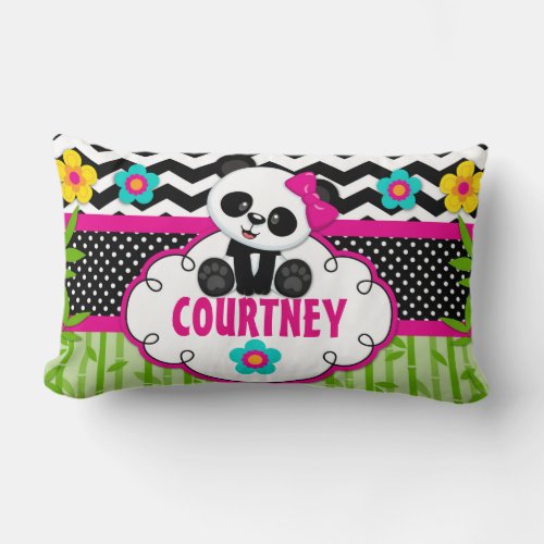 Girls Room Panda Bear Personalized Pillow