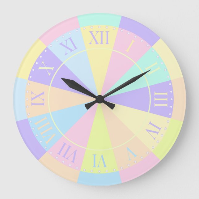 Girl's Room Pretty Pastel Pink and Purple Large Clock (Front)