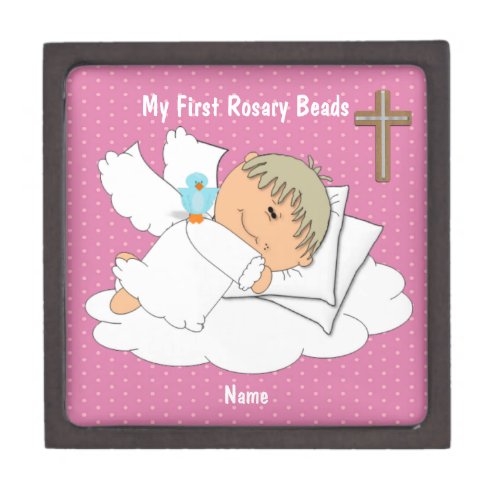 Girls Rosary Beads Personalized Keepsake BOX
