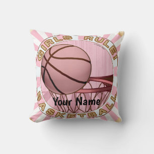 Girls Rule Basketball Throw Pillow