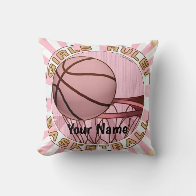 Girls Rule Basketball  Throw Pillow (Front)