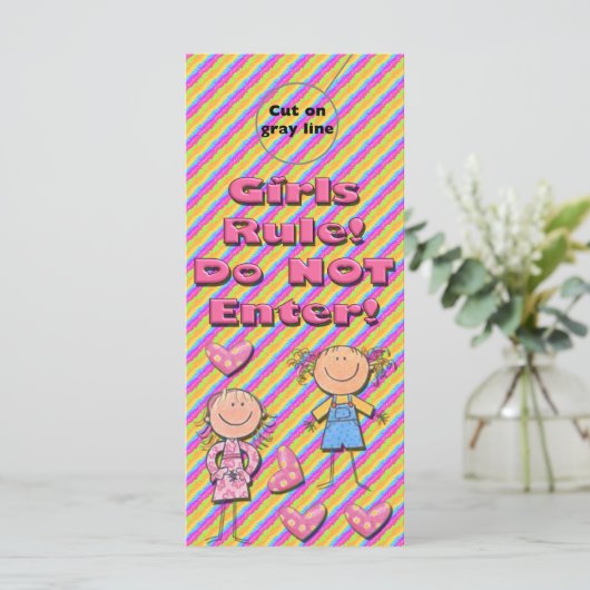 Girls Rule Door Hangers Party Favors (Standing Front)