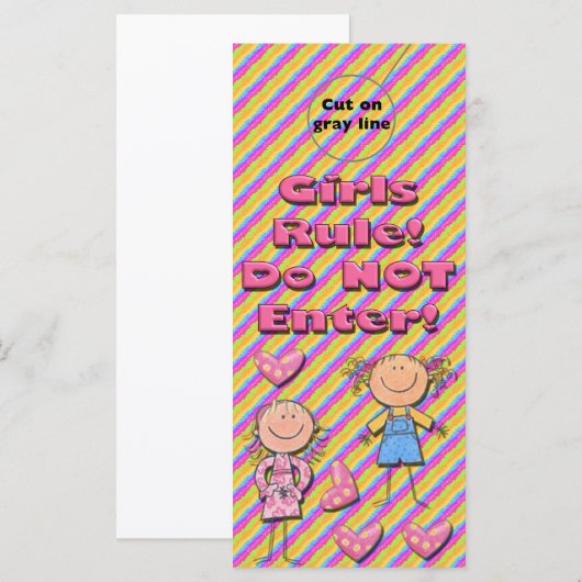 Girls Rule Door Hangers Party Favors (Front/Back)