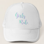 Girls Rule Inspirational Typography Cool Trucker Hat at Zazzle