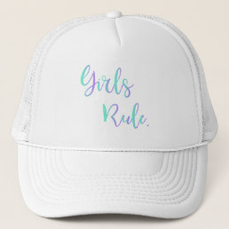 Girls Rule Inspirational Typography Cool Trucker Hat