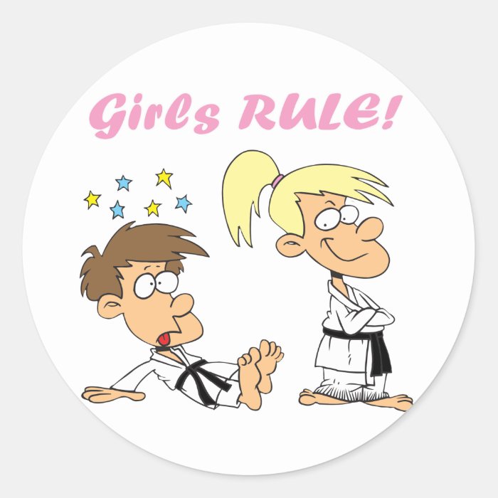 Girls Rule judo Round Stickers