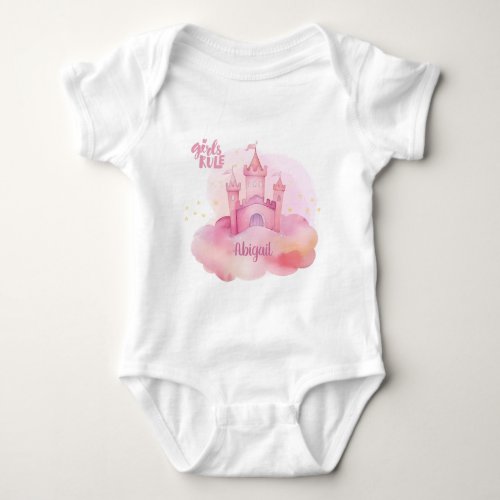 Girls Rule Palace on the Pink Cloud watercolor Baby Bodysuit