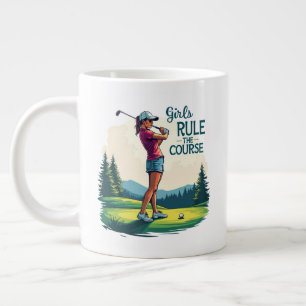 Girls Rule the Course Retro Golf Illustration Giant Coffee Mug
