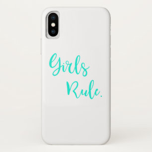 Girls Rule Typography, Cool White iPhone X Case