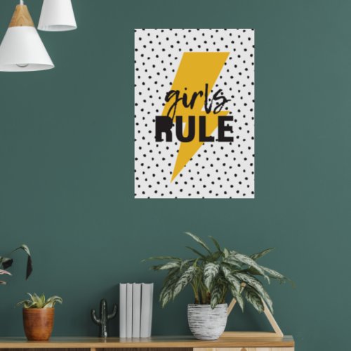 Girls Rule Yellow Thunderbolt  Poster