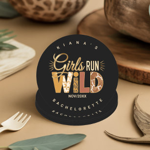 Girls Run Wild Safari Bachelorette ID1148 Round Paper Coaster